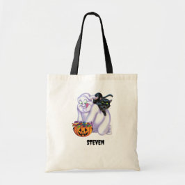 Schattigee Ghost en Cat Halloween Tote Bag