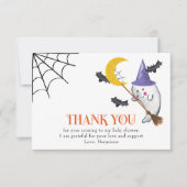 Schattigee Ghost en Cobwebs Halloween Bedankkaart (Voorkant)