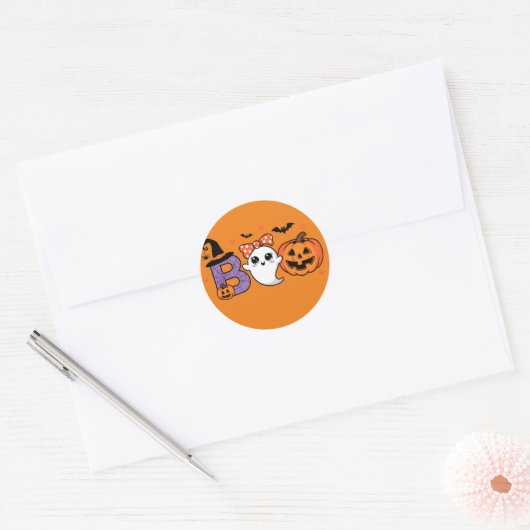 Schattigee Ghost en Pumpkin Sticker (Envelop)