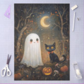 Schattigee Ghost en Zwarte Kat Halloween Decoupage Tissuepapier (Craft)