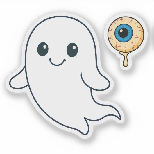 Schattigee Ghost & Eyeball Halloween Vinyl Sticker (Voorkant)