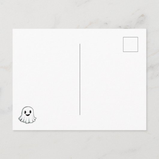 Schattigee Ghost Family Retro Paarse Happy Hallowe Feestdagenkaart (Achterkant)