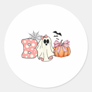 Schattigee Ghost Floral Boo Halloween Boy Girl Gho Ronde Sticker
