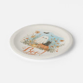 Schattigee Ghost Floral Halloween Papieren Bordje (Gekanteld)