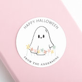 Schattigee Ghost Floral Halloween Ronde Sticker