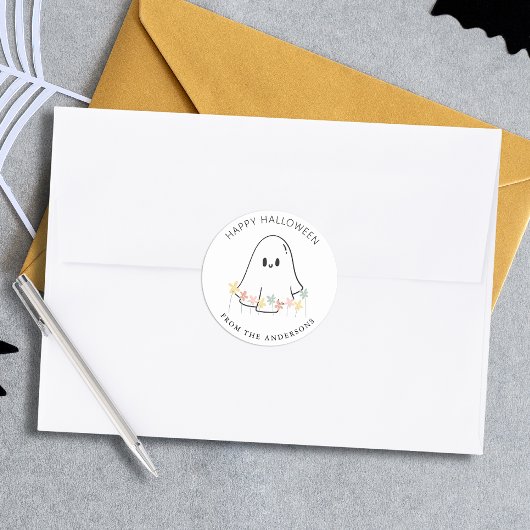 Schattigee Ghost Floral Halloween Ronde Sticker
