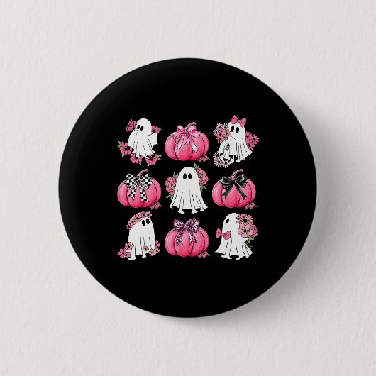 Schattigee Ghost Florals Roze Coquette Bows Pompoe Ronde Button 5,7 Cm (Voorkant)