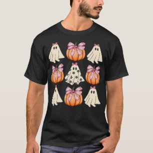 Schattigee Ghost Florals Roze Coquette Bows Pompoe T-shirt