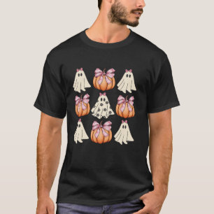 Schattigee Ghost Florals Roze Coquette Bows Pompoe T-shirt