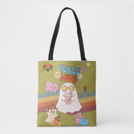 Schattigee Ghost Groovy Style geelgroen Tote Bag