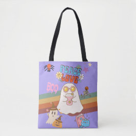 Schattigee Ghost Groovy Style lichte Paarse Canvas Tote Bag