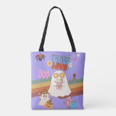 Schattigee Ghost Groovy Style lichte Paarse Canvas Tote Bag (Achterkant)