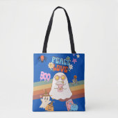 Schattigee Ghost Groovy Style Peace & Love Blue Ca Tote Bag (Voorkant)