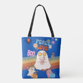 Schattigee Ghost Groovy Style Peace & Love Blue Ca Tote Bag (Achterkant)
