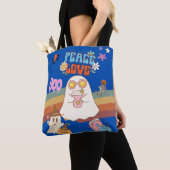 Schattigee Ghost Groovy Style Peace & Love Blue Ca Tote Bag (Dichtbij)