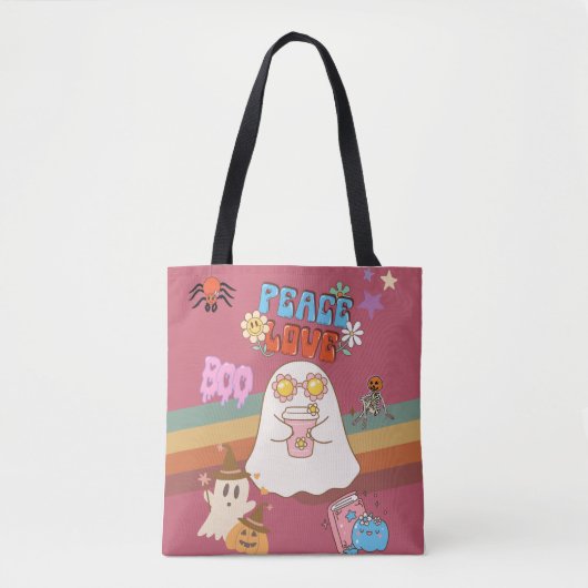 Schattigee Ghost Groovy Style Peace & Love Cedar R Tote Bag (Voorkant)