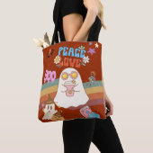 Schattigee Ghost Groovy Style Peace & Love Donkerb Tote Bag (Dichtbij)