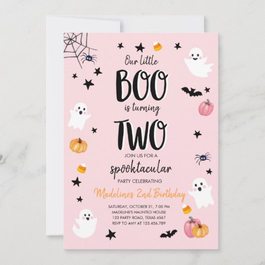 Schattigee Ghost Halloween 2e Verjaardagsfeestuitn Kaart (Voorkant)