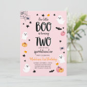 Schattigee Ghost Halloween 2e Verjaardagsfeestuitn Kaart (Staand voorkant)