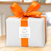 Schattigee Ghost Halloween Bloemen Vierkante Sticker