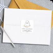 Schattigee Ghost Halloween Bloemen Vierkante Sticker