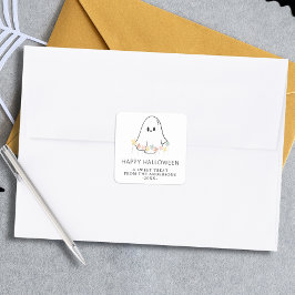 Schattigee Ghost Halloween Bloemen Vierkante Sticker