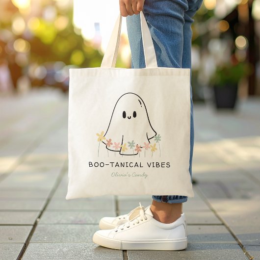 Schattigee Ghost Halloween Boo-tanical Vibes Tote Bag