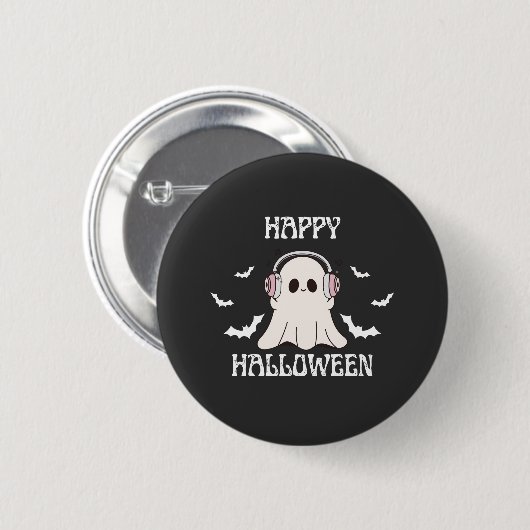 Schattigee Ghost Halloween Hoofdtelefoon Kunst Ronde Button 5,7 Cm (Voorkant /achterkant)
