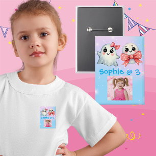 Schattigee Ghost Halloween Kids Verjaardag Button