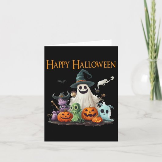 Schattigee Ghost Halloween Kostuum Happy Halloween Kaart (Voorkant)