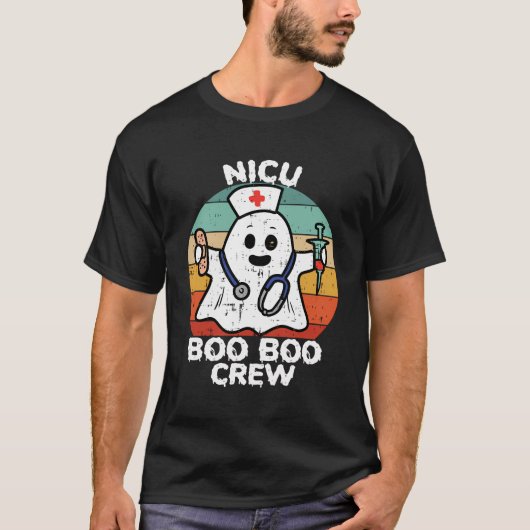 Schattigee Ghost Halloween Nicu Boo Boo Crew Neona T-shirt (Voorkant)