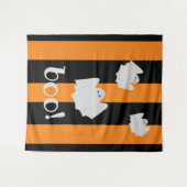 Schattigee Ghost Halloween Oranje Black Stripe Ach Wandkleed (Voorkant (horizontaal))
