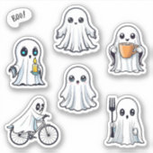 Schattigee Ghost Halloween Pack 6pc Set Sticker (Voorkant)
