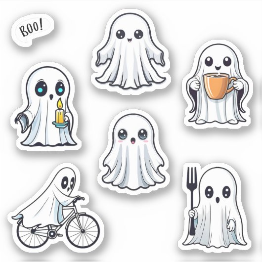 Schattigee Ghost Halloween Pack 6pc Set Sticker (Voorkant)