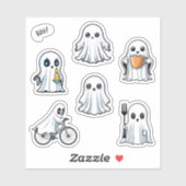 Schattigee Ghost Halloween Pack 6pc Set Sticker (Vel)