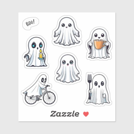 Schattigee Ghost Halloween Pack 6pc Set Sticker (Vel)