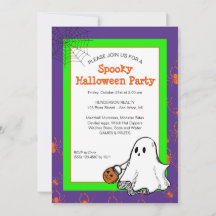 Schattigee Ghost Halloween Party Sjabloon Uitnodig