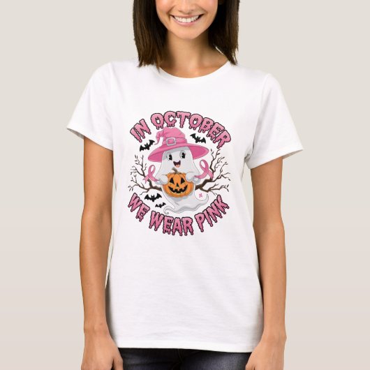 Schattigee Ghost Halloween pompoen T-shirt ontwerp (Voorkant)