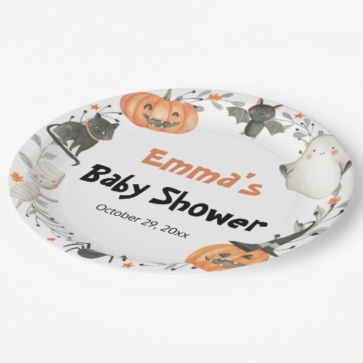 Schattigee Ghost Halloween Pumpkin Autumn Baby sho Papieren Bordje (Gekanteld)