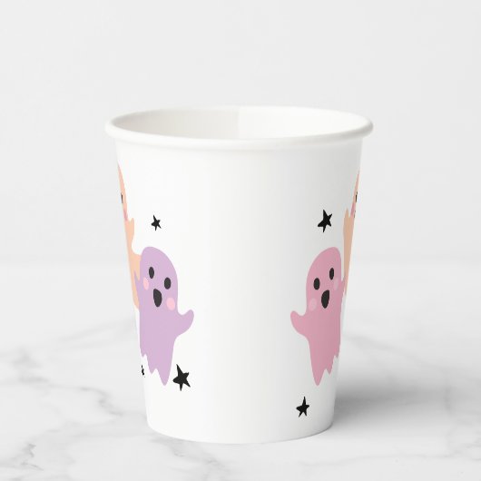 Schattigee Ghost Halloween Verjaardagsfeestje Meis Papieren Bekers (Links)