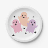 Schattigee Ghost Halloween Verjaardagsfeestje Meis Papieren Bordje (Voorkant)