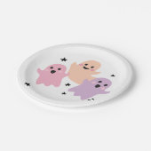 Schattigee Ghost Halloween Verjaardagsfeestje Meis Papieren Bordje (Gekanteld)