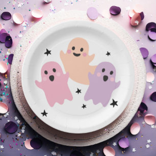Schattigee Ghost Halloween Verjaardagsfeestje Meis Papieren Bordje