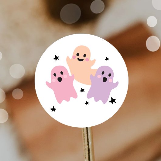 Schattigee Ghost Halloween Verjaardagsfeestje Meis Ronde Sticker