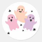 Schattigee Ghost Halloween Verjaardagsfeestje Meis Ronde Sticker (Voorkant)