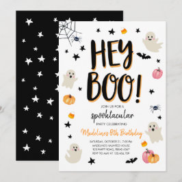 Schattigee Ghost Halloween Verjaardagsfeestuitnodi Kaart