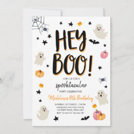 Schattigee Ghost Halloween Verjaardagsfeestuitnodi Kaart