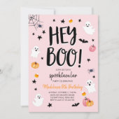 Schattigee Ghost Halloween Verjaardagsfeestuitnodi Kaart (Voorkant)