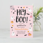 Schattigee Ghost Halloween Verjaardagsfeestuitnodi Kaart (Staand voorkant)