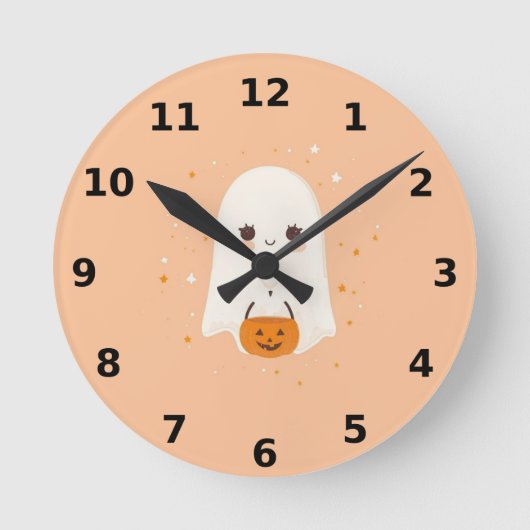 Schattigee Ghost Halloween Wall Clock - Spooky Dec Ronde Klok (Voorkant)